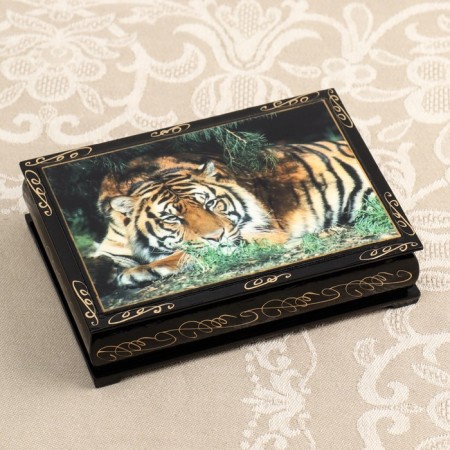 Casket "Animals", 10 × 14 cm, lacquer miniature, mix-5