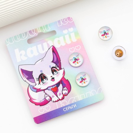 Серьги гвоздики «Kawaii» 1.5 х 1.5 см-1