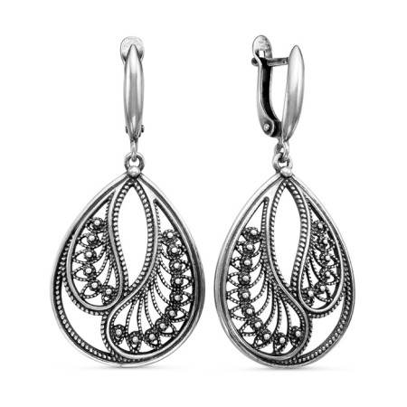 Earrings "Peacock" loops, echoing with oxidation