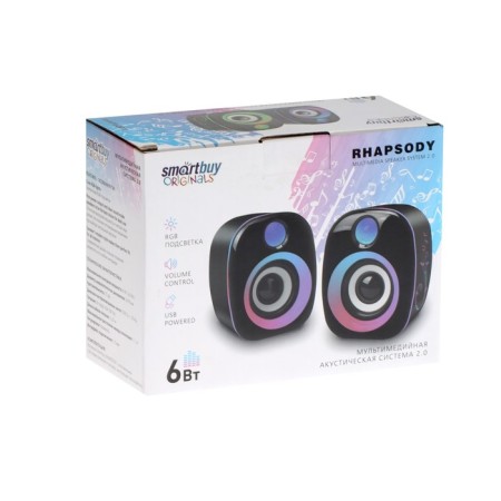Computer speakers 2.0 Smartbuy Rhapsody, 6 W, USB, backlight, black-6