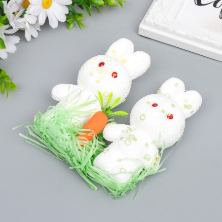 Decor "Zaychat in sprinkling with carrots and grass" set 12 cm-1