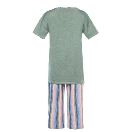 Women's home set (T -shirt/Bridges), olive color, size 48-7