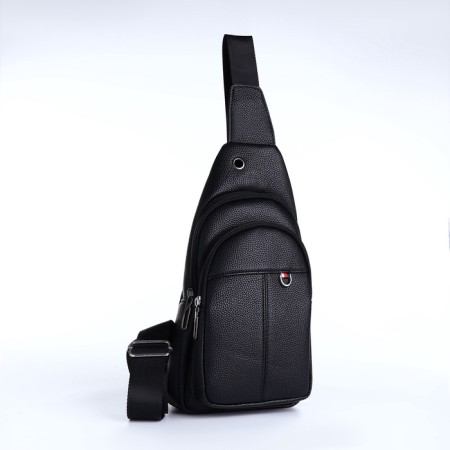 Male sling bag, artificial leather, black color-1
