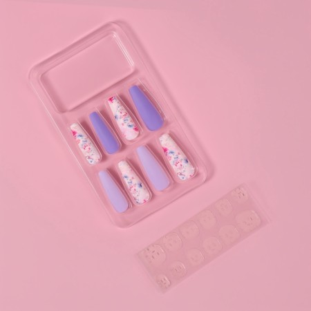 Spring overhead nails, 12 pcs, with adhesive plates, ballerina shape, multi -colored-1