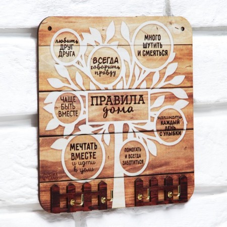 The keywood is wall -mounted "Rules at home."-1