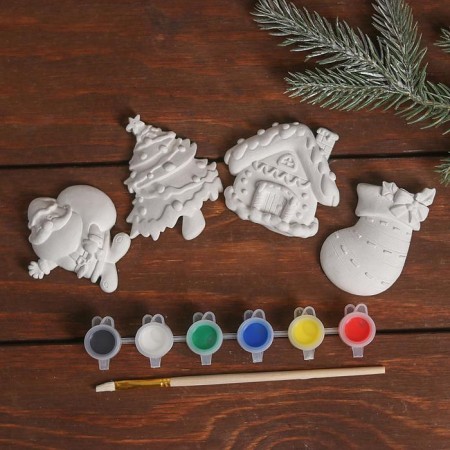 A set of New Year's magnets for coloring 4 pcs. "Magic" paints 6 col. 2 ml-1
