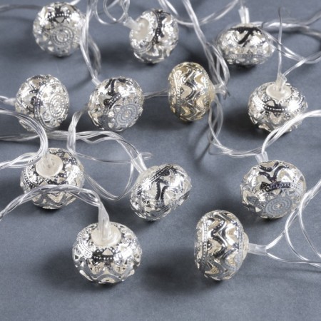 Garland “thread” 4 m with nozzles “ball with ornament”, IP20, transparent thread, 20 LED, white glow, 8 modes, 220 V-6