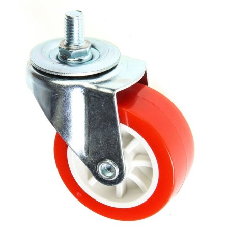 Furniture wheel, d = 65 mm, with a foot, red