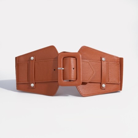 Women's belt, width 7.5 cm, metal buckle, redhead red
