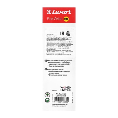 Capillary pen Luxor Fine Writer 045, node 0.8 mm, red ink, black and white housing-8