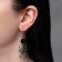 Earrings "Spiders" with bead, black-gray color in silver