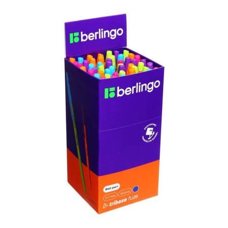 Ballpoint handle Berlingo Tribase Fuze, node 0.7 mm, blue ink, mix-8