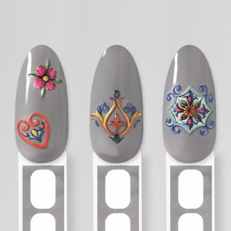 Nail stickers "openwork", voluminous, multi -colored-3