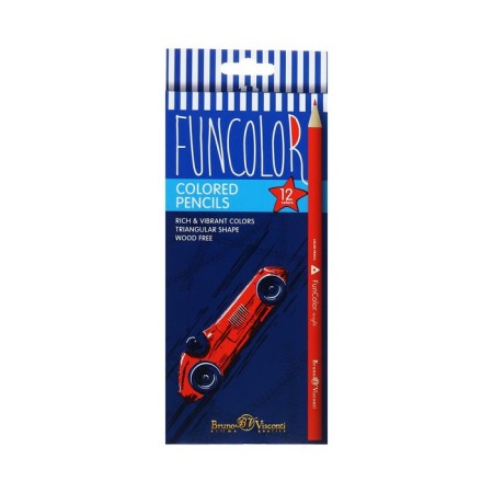 Pencils 12 colors Funcolor, plastic, three -sided, mix-7