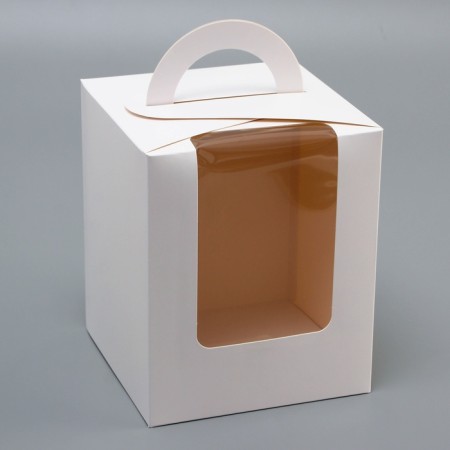 Box for Easter cake white, confectionery packaging, 15 x 15 x 18 cm