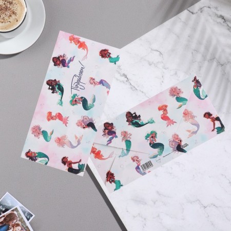Money envelope "Congratulations!" Mermaids, 8x16.3 cm-1