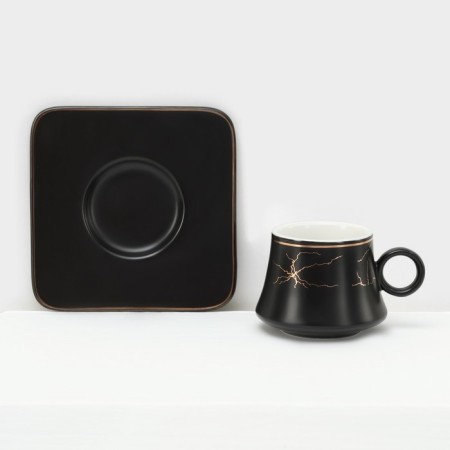 Ceramic coffee Ceramic "Meisi", 12 items: 6 cups 100 ml, 6 saucer d = 11 cm, black color is black-3