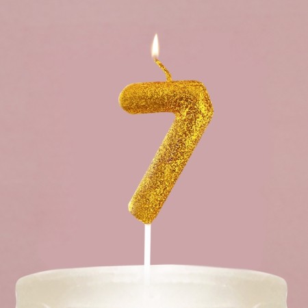 A candle for a cake, a number, brilliant “7”, gold, 4 x 10 cm.-5