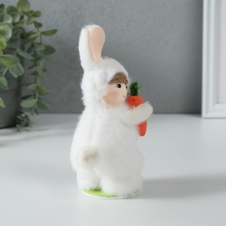 Interior doll "Baby in a bunny costume with carrots" 6x7x15 cm-2