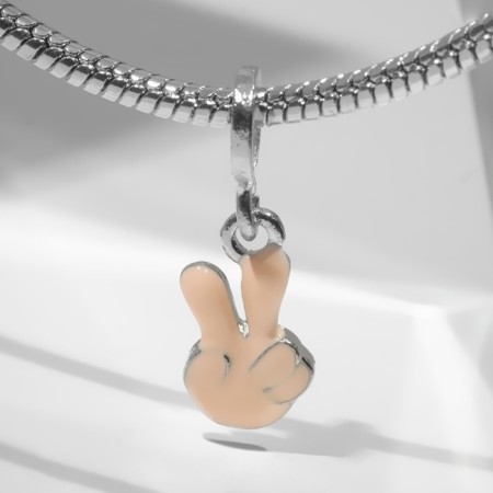 Peace suspension, beige color in silver-1