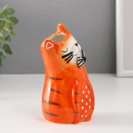 VAZ Keramics "Red cat with a bow" 8.7x7.7x13.5 cm-3