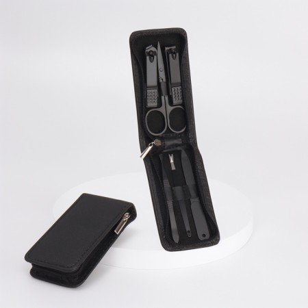 Manicure set, 6 items, in a case, black