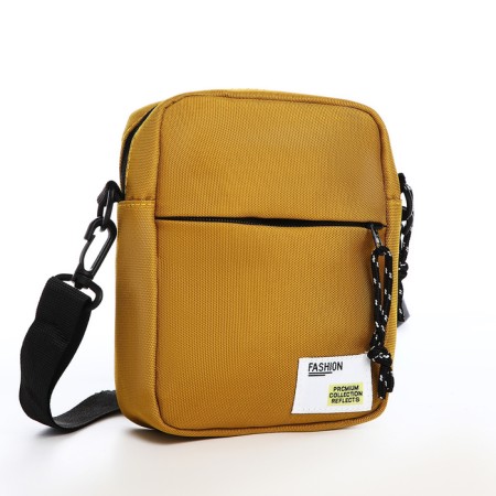 Youth bag with zipper, external pocket, mustard color-1