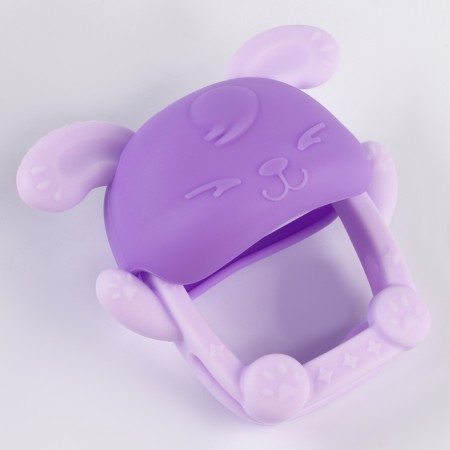 Silicone teether for teeth "Bunny", purple color-7