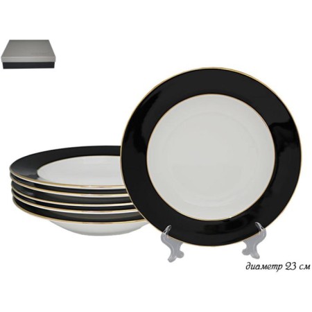 A set of deep plates Lenardi Black, D = 23 cm, 6 pcs