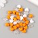 Beads plastic "Heart. Orange, white, transparent" set of 20 g 1.2x0.9x0.8 cm