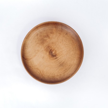 A plate of natural cedar magistro, d = 23 cm, brown color-1