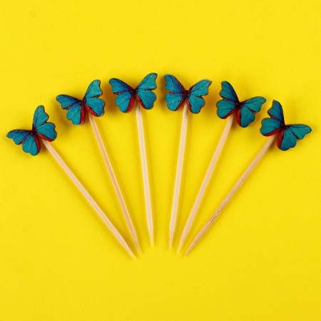 Butterfly skewers, set 6 pcs, color mix-8