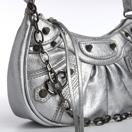Bag Women's Cross Bodi, on a zipper, silver color-4