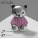Brooch "Bear" in a sweater, pink color in matte silver