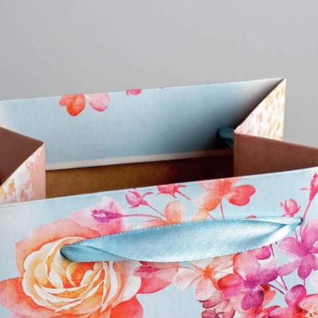 Package Gift Laminated for a bottle, packaging, "flowers and butterflies", 13 x 36 x 10 cm-3