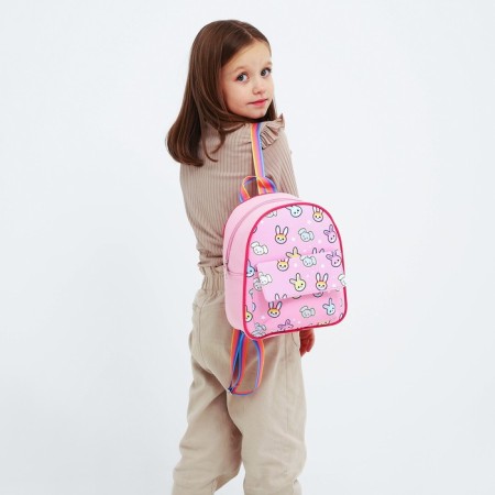 Baby backpack for a girl Textile "Bunny", 27x23 × 10 cm-5