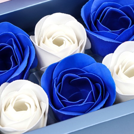 Soap roses, white and blue, set of 6 pcs.-2