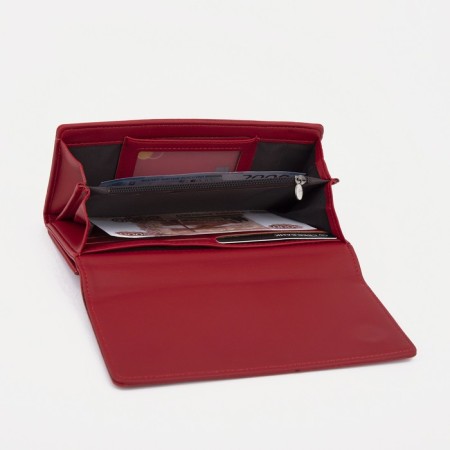 Women's wallet on magnets, red color-4