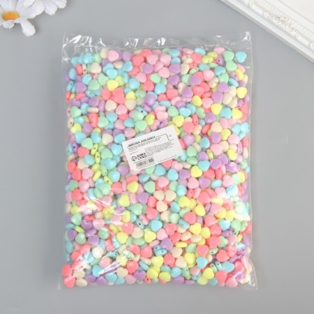 Beads for creativity Plastic "Hearts" Color Tender colors set 500 g 1x1.1x0.5 cm-3