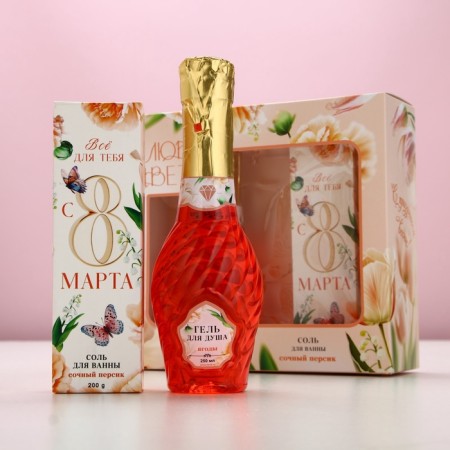 Gift set Pure happiness “Love, flow!”: Soul gel Montoroda 250 ml and bath salt 200 g-1