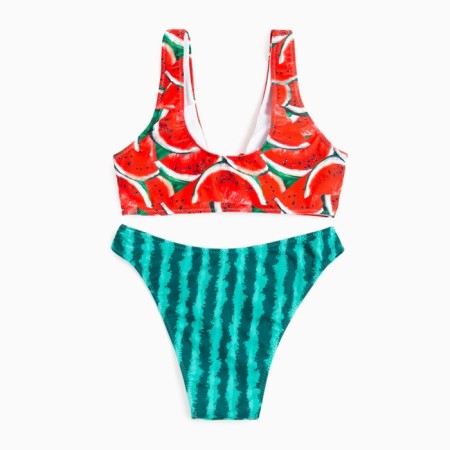 Swimsuit female separate minku color red/green, size 48-9