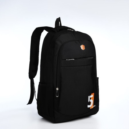 Young backpack from textiles on lightning, 4 pockets, black/red color-2