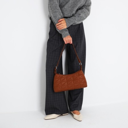 Baget bag with zipper, brown color-8