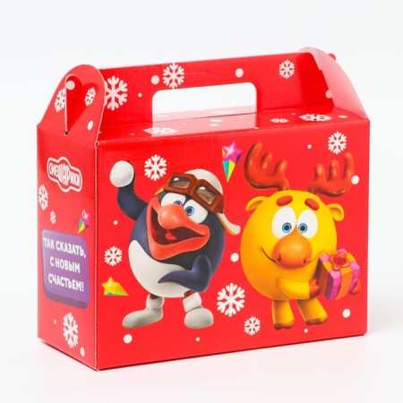 New Year. Gift box New Year's casket simple "Smeshariki" license 23 x 10 x 16.5 cm (+4.5 cm).-2