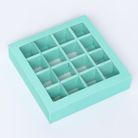 Box for sweets, 16 pcs, mint, 17.7 x 17.7 x 3.8 cm-1