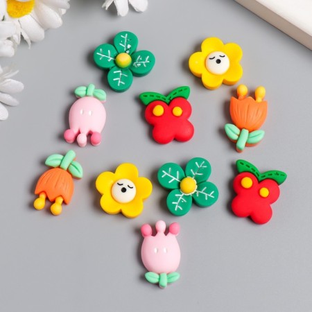 Decor for creativity plastic "Flower" mix 2x1 cm