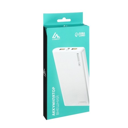 External battery Luazon PB-01, 7200 mAh, 2 USB, 1/2.1 A, flashlight, white-8