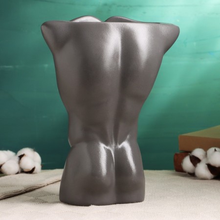 Kashpo - Vase "Men" gray with bronze, 28 cm-2