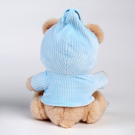 Gift set: Soft toy "Bear" + Holder for a dummy, blue-4