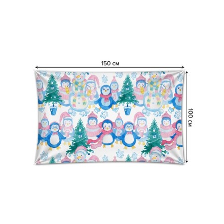 Decorative panel with photo printing "Family of Snowmen", horizontal, size 100x150 cm-1